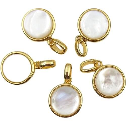 3pcs Natural Round Shape Polished Shell Jewelry Handmade Pendants for Necklace Delicate Pendants Design For Womens Jewelry