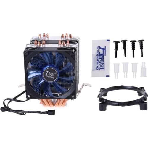 4PIN CPU Cooler 115X 1366 2011 6Heatpipe Dual-tower Cooling Fan for amd 775/1150