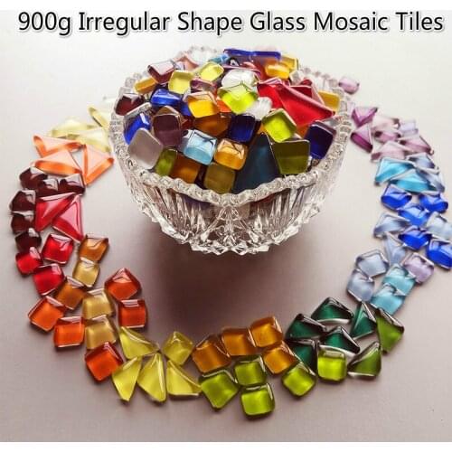 900g(Around 500pcs) Irregular Shape Glass Mosaic Tiles Mosaic Craft Makig Materials DIY Mosaic Wall Tile Multi-Color Optional