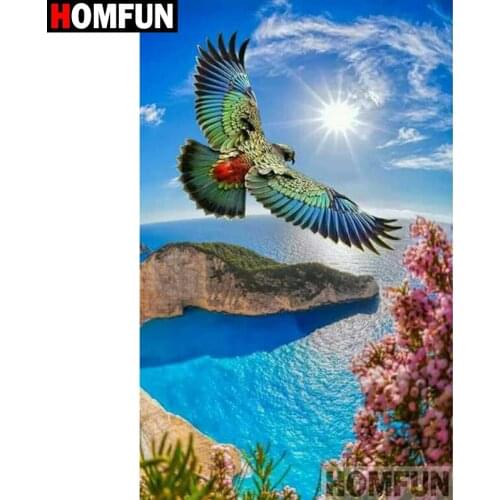 HOMFUN Full Square/Round Drill 5D DIY Diamond Painting "Eagle sea scenery" 3D Diamond Embroidery Cross Stitch Home Decor A18961
