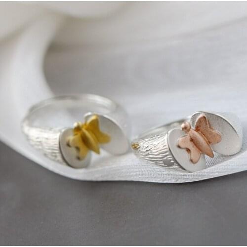Authentic 925 Sterling Silver Rings Fashion Butterfly Tide Flow High Quality Open Adjustable Ring Female Jewelry Gifts