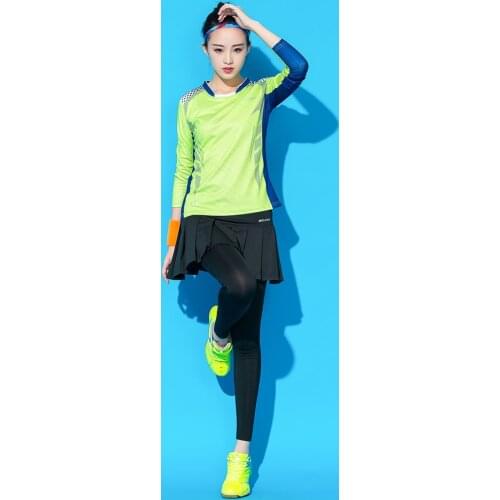 Quick-drying Long Sleeve Sports Suit Table Tennis Clothing Set Badminton Wear Womens Suit Culottes
