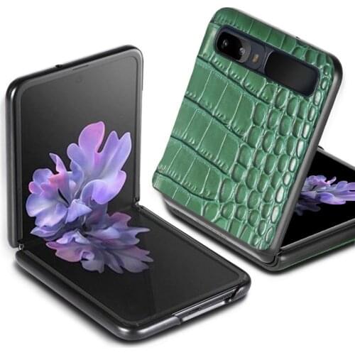 Z Flip Case for Samsung Galaxy Z Flip 3D Crocodile Pattern PU Leather Shell Funda Phone Case Cover Capa for Galaxy Z Flip Coque