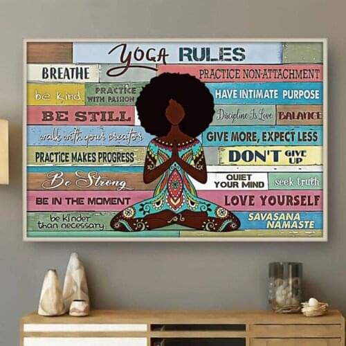 Black Girl Yoga 7 Chakras Siete Chakras Canvas Painting Posters and Prints Wall Art Pictures Cuadros for Living Room Decor