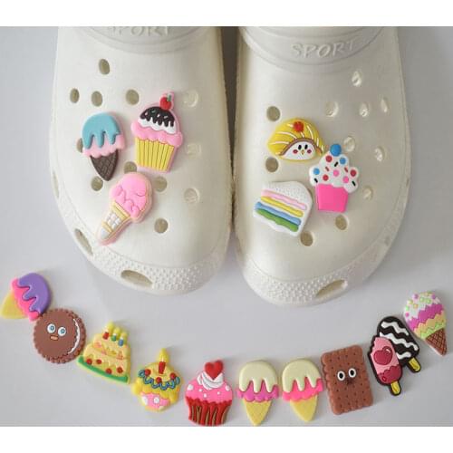 CSBL Cartoon Food Removable PVC Soft Glue Buckle Garden Hole Shoes Decorations Accessories for Crocses Shoe Charms Free Shipping
