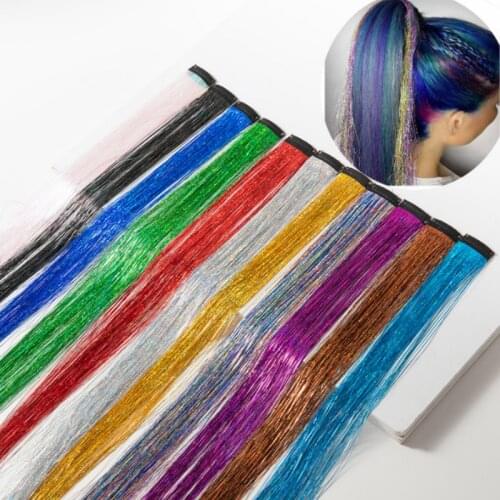 Colored Hair Strands Glitter Hair Tinsel Strands of Hair Hair Extensions for Braids Hair Dazzle Braids Hair Braiding Tools