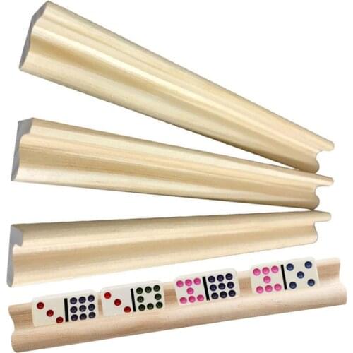 4 Domino Trays Wooden Domino Racks Domino Holders for Domino Tiles Mexican Train Mahjong Kids Seniors Adults Professional Player