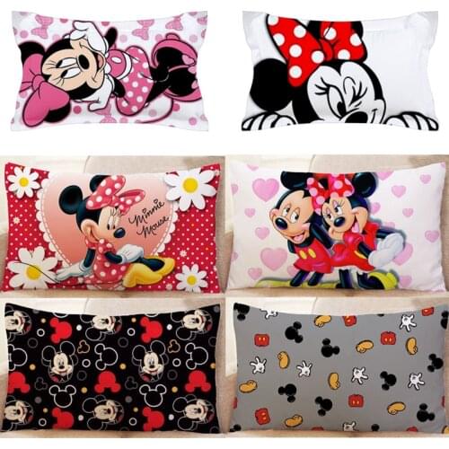 Disney Series Pillow Case Mickey Minnie Pillowcase Mouse Pillow Cover Cute Cartoon Anime Cushion Cover Home Decor Short Plush