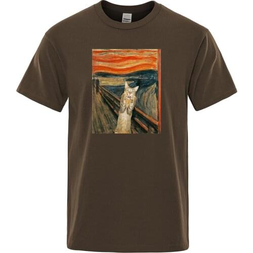 The Scream Art Retort Cat Print T-Shirt Men Style Quality Tshirt Harajuku Breathable Clothing Comfortable Fit MenS T-Shirts