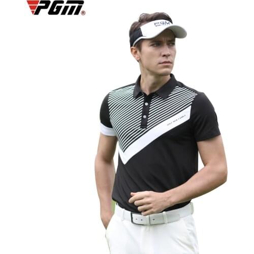 1 Pcs Summer Golf Shirts Men Short Sleeve Running Golf T-Shirt Striped Print Sport Tshirt Polo Shirt Quick Drying Golf Clothing