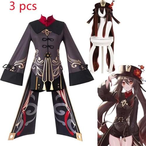 Genshin Impact Hu Tao Game Cosplay Costume Hat Wig Props Accessories Women Cosplay Suit Halloween Gift Masquerade