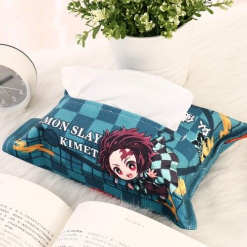 1pcs Cartoon Demon Slayer Kimetsu no Yaiba Kamado Nezuko Canvas Storage Tissue Box Napkin Paper Bag Girl Cute cosmetic bag pouch