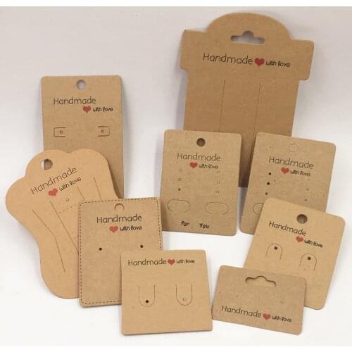 50pcs Kraft White Jewelry Display Cards Handmade DIY Jewelry Storage Accessories Cardboard for Necklace Earring Hairpin Pendants