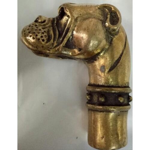 China old handmade bronze sculpture head crutch
