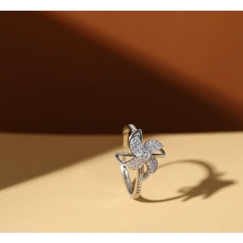 Flash Snow Rotating Windmill Rings for Women Adjustable Dating Jewelry 2021 Trend Friend Gift Anillos Bague Femme Wholesale
