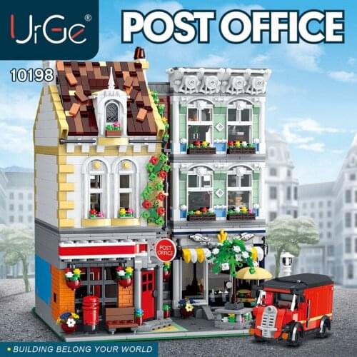IN STOCK 10198 3716pcs City Street Series Brick Square Post Office MOC-22101 Building blocks Toys for kids DIY education Gifts
