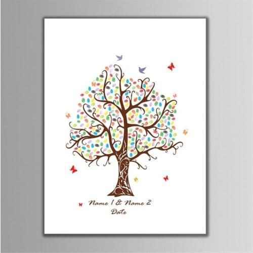 Creative DIY Fingerprint Tree Signature Canvas Print Wedding Tree For Wedding Party Decoration Wedding Gift Fingerprin Signature
