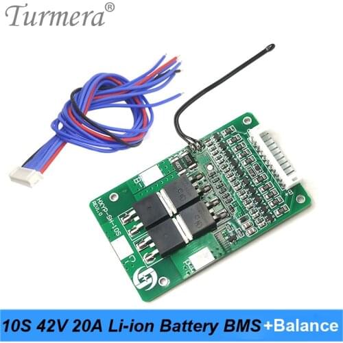 Turmera 10S 36V 42V 20A Lithium Battery BMS with Balance and PTC PCM Protection Board for E-scooter and Electric Bike Batteries