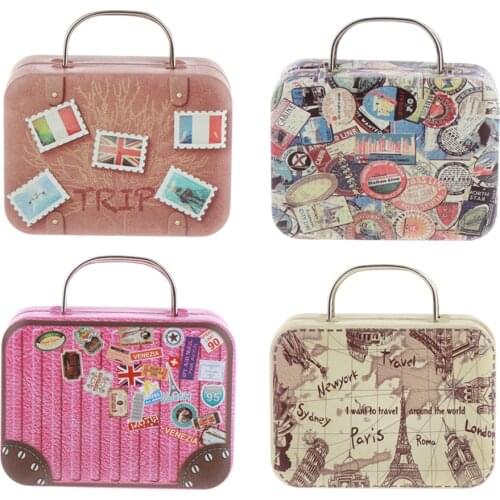 Miniature Vintage Suitcase Luggage Box for 1:6 Dollhouse Decor, 1/6 BJD Dolls Accessories