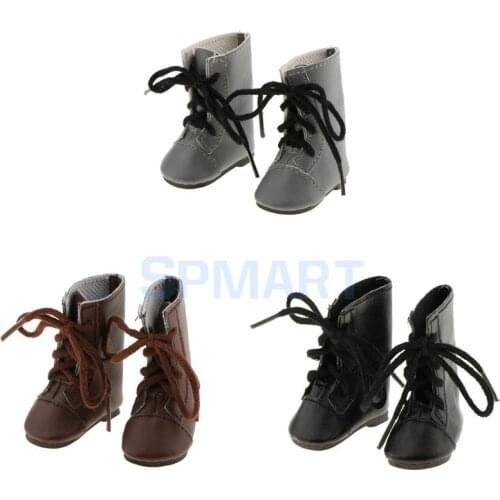 Fashion Shoes PU Leather Lace up Boots for 14'' Wellie Wishers Doll
