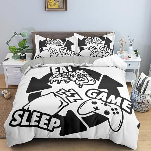 Gamer Bedding Sets Cartoon Game Duvet Cover for Kids Boys Gift Bed Set Game Quilt Comforter Covers 2/3 Pcs King Queen Single