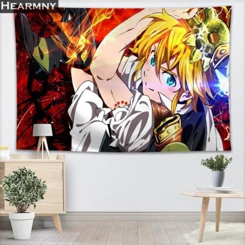 The Seven Deadly Sins Tapestry Wall Hanging Colorful Printed Curtain Watercolor Eye Decorative Tapestry Bedspreads 140X200cm