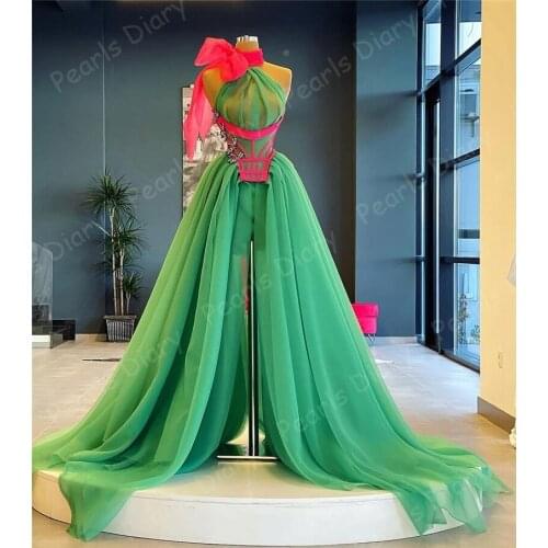 New Arrival Prom Dress Bow High Neck Ruffles Evening Gowns Pageant Custom Made Colorful Kaftan Abaya Saudi Arabia Party Dresses