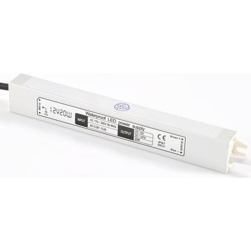 IP67 20W AC 100V - 250V to DC 12Vdc 1.67A DC 24V 0.83A led strip lighting transformer 3 years warranty CE Rohs EMC LVD