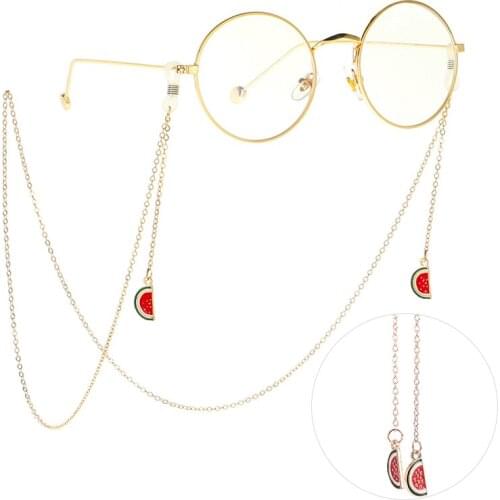 Cute Fashion Small Fruit Watermelon Pendant Glasses Chain For Women Kids Charm Sunglasses Chain Metal Hanging Neck Rope