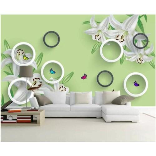 Custom photo wallpaper 3d wallpaper for walls 3 d Beautiful flower garden style circle TV background wall papers home decoration