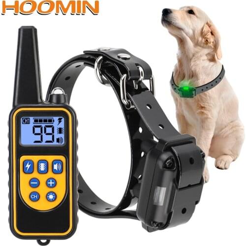 HOOMIN Remote Control With LCD Display Pet Products IP67 Waterproof Electric Rechargeable Pet Dog Training Collar 800m