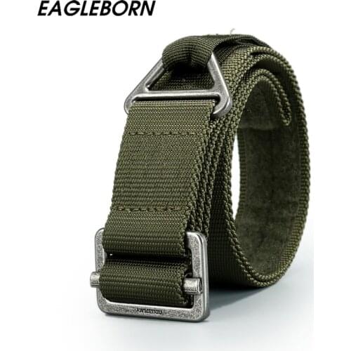 EAGLEBORN New Men Tactical Rescue Descent Belt Special Forces Training Nylon Belt Velcro Military Belt Belt for Men Camouflage
