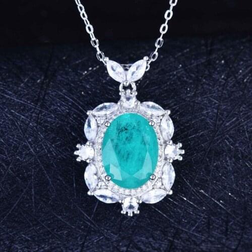 Europe America Luxury Necklace Geometric Square Pendant Inlay Fashion Paraiba AAA Zircon Womens Wedding Anniversary Jewelry