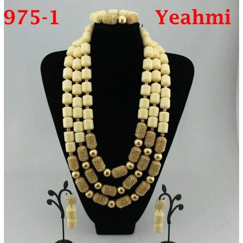 Luxury Nigerian Wedding Beads Jewelry Set Traditional African Wedding Bridal Statement Necklace Set Dubai Free Shipping 975-2