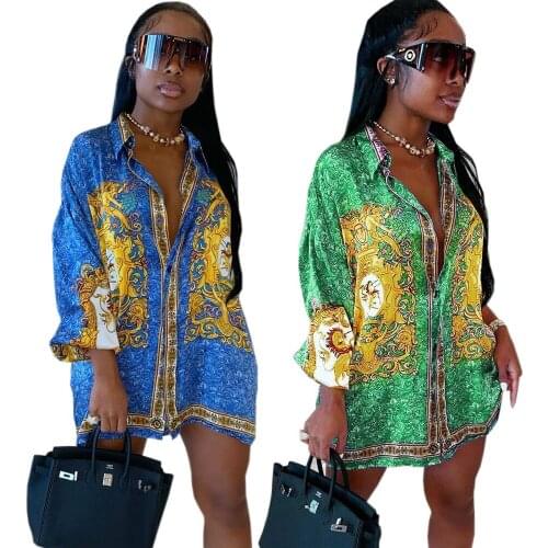 Long Sleeve Shirt Women Tops Plus Size Woman Dress Elegant Printing Shirts Skirt Fall Fashion Clothes Loose Blouses Ladies Tops