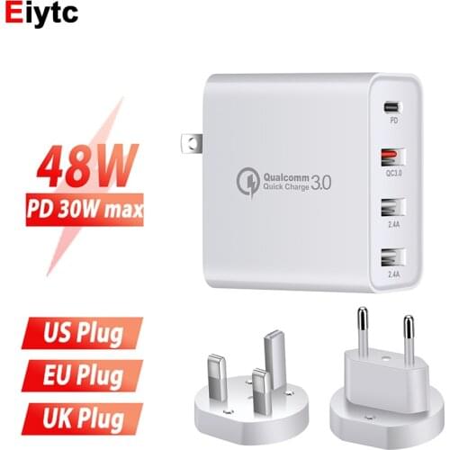 48W PD Type C Charger Fast Charging EU AU US UK Plug Adapter for iPhone 12 Samusng Mobile Phone QC 3.0 Quick Charge USB Charger