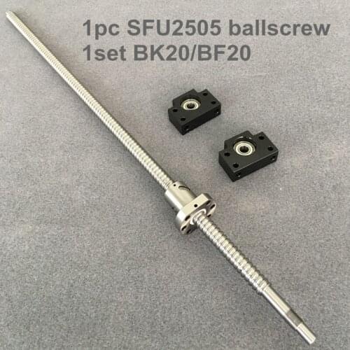 SFU / RM 2505 Ballscrew 1100 1200 1500mm with end machined + Ballnut + BK/BF20 End support for CNC parts