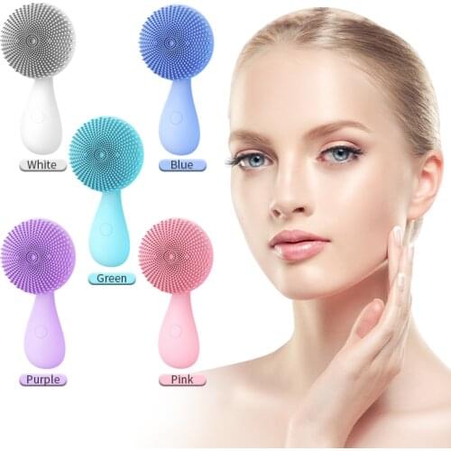 Electric Facial Cleansing Brush Waterproof Silicone Pore Cleaner High Frequency Face Washing Massage Blackhead Removal Skin Care