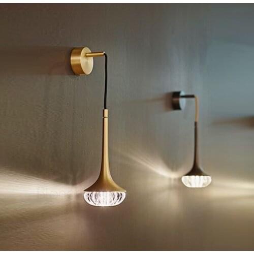 Modern Crystla LED Wall Lamps Bedside Wall Lights Living Room Corridor Loft Fixtures Decor Nordic Gold/black Luminaire Sconces
