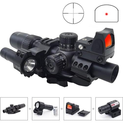 DISCOVERY 1.5-6X20ME Rifle Scope Tactical Optic Red Illuminated Riflescope Holographic Reflex Red Dot Combo Hunting Scope