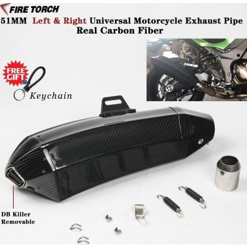 51MM Slip On Universal Motorcycle GP Left Right Exhaust Modified Carbon Fiber Escape Muffler For Kawasaki Z900 FZ6N S1000R Z1000