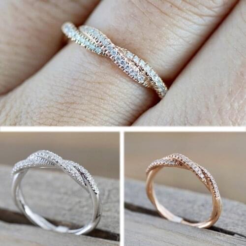Twisted rope luxury diamond ring elegant personalized wedding ring birthday gift