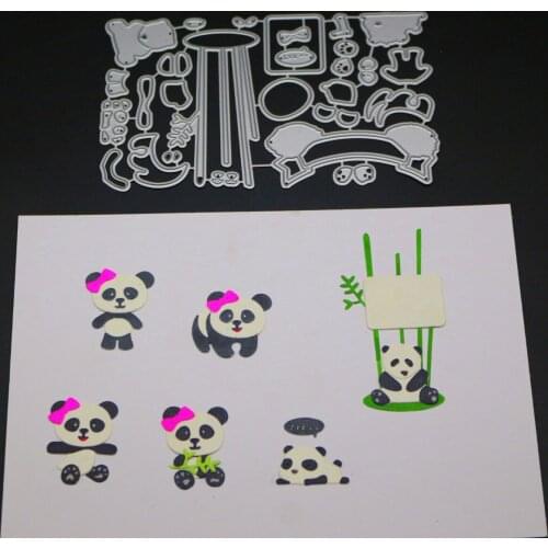 YINISE Metal Cutting Dies For Scrapbooking Stencils Cute Pandas DIY Paper Album Cards Making Embossing Folders Die Cuts CUT Mold