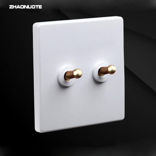 1-4 Gang White Toggle Lamp Switch Brass Lever 2 Way Single Dual Control Retro Light Switch Wall Light Power Switch