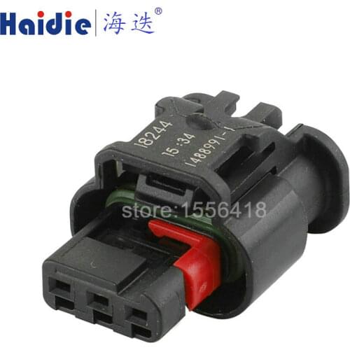 Free shipping 2sets 3pin auto plastic connector plug auto waterproof cable connector 1488991-1