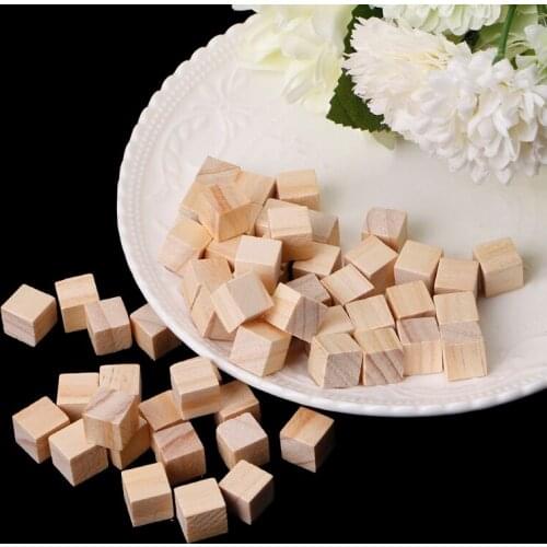 10/25/25mm Wooden Square Blocks Mini Cubes Embellishment for Woodwork Craft DIY