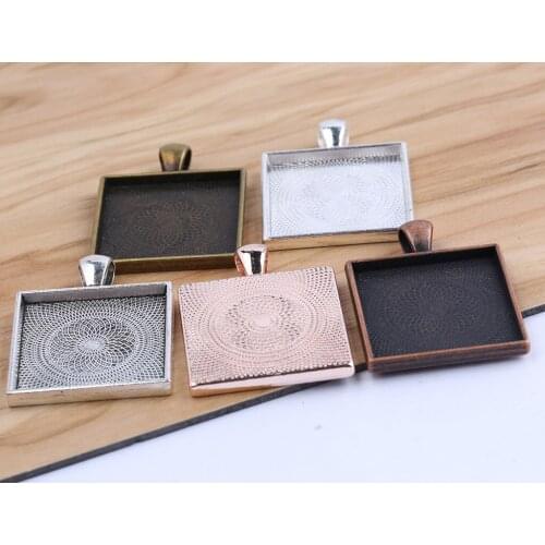 Reidgaller 10pcs Fitting 25mm square cabochon base diy blank cameo pendant setting trays diy jewelry bezel findings