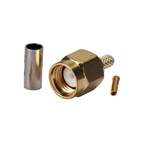 100PCS rp sma plug male(female pin) straight connector crimp RG316 LMR100 RG174 cable