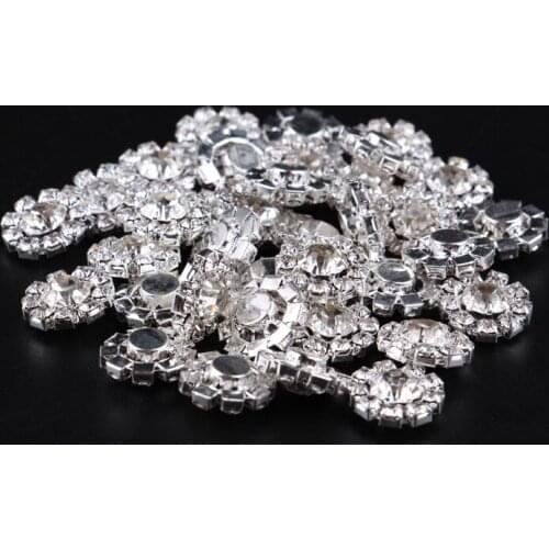 120pcs/lot)Factory Price Bling Luxury Rhinestone Button Manual Flatback Crystal Button For Girl Wedding Dress Decoration