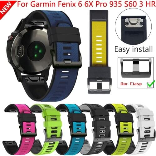 26 22mm Silicone Watchband for Garmin Fenix 6X 6 5X 5 3HR S60 935 Watch Quick Release Easyfit Wrist Band Smart Strap Accessories